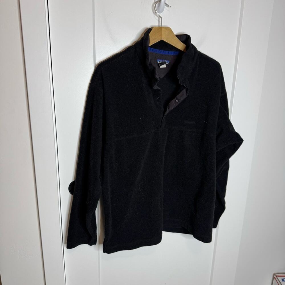 Vintage Patagonia Black Fleece Lightweight Snap T Pullover Sweatshirt Large